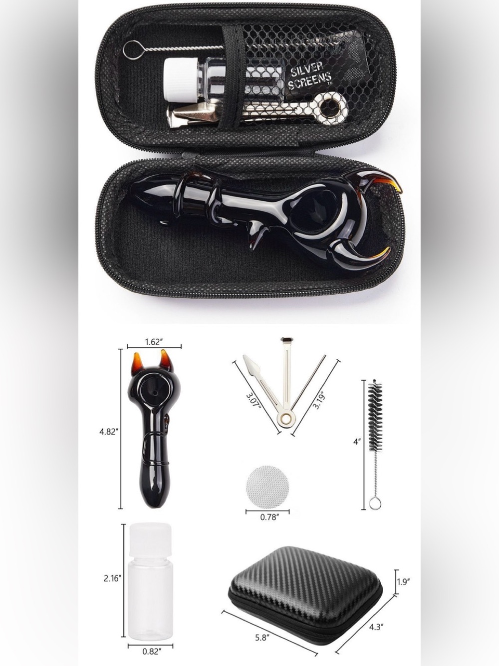Cool Devilish 😈 Glass Art Hand Piece with Travel Case